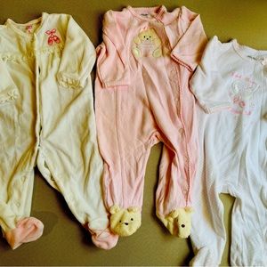 6 month pjs, 2 little me and 1 carters